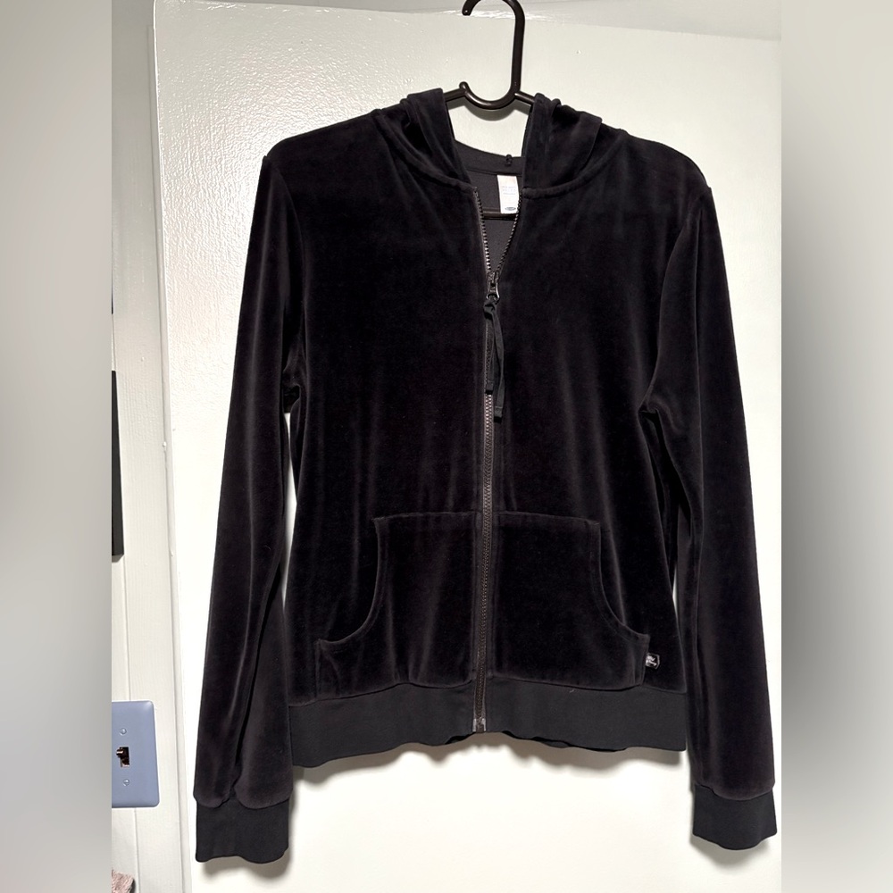 Vintage Old Navy Women's Black Velvet Zip-Up Jacket Size L
